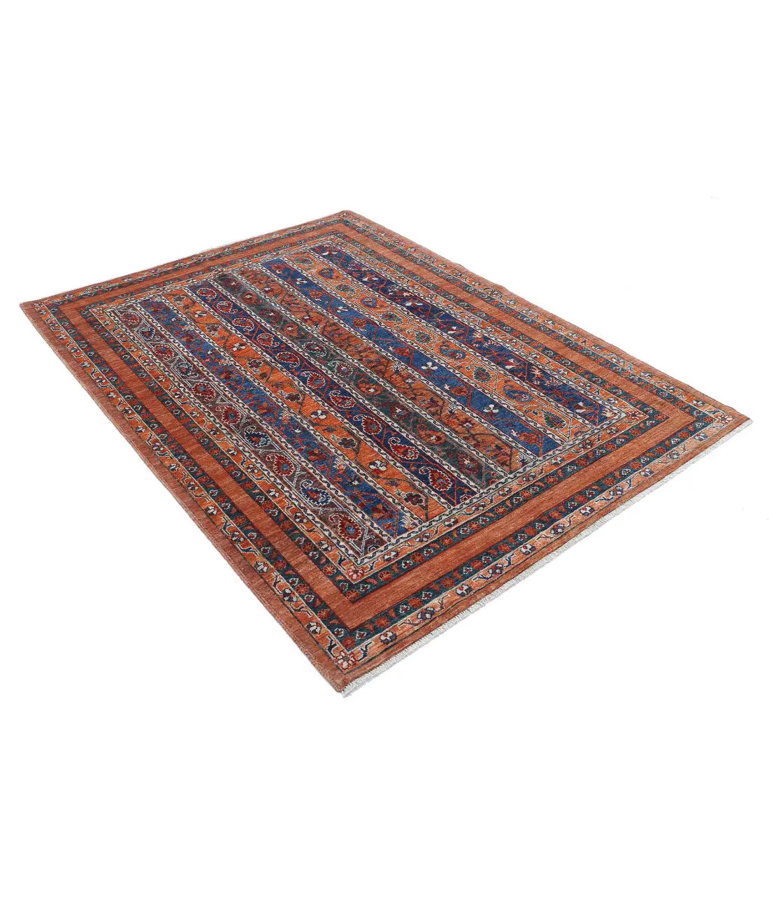Hand Knotted Nomadic Caucasian Humna Wool Rug - 5'0'' x 6'10'' - Arteverk Rugs Area rug