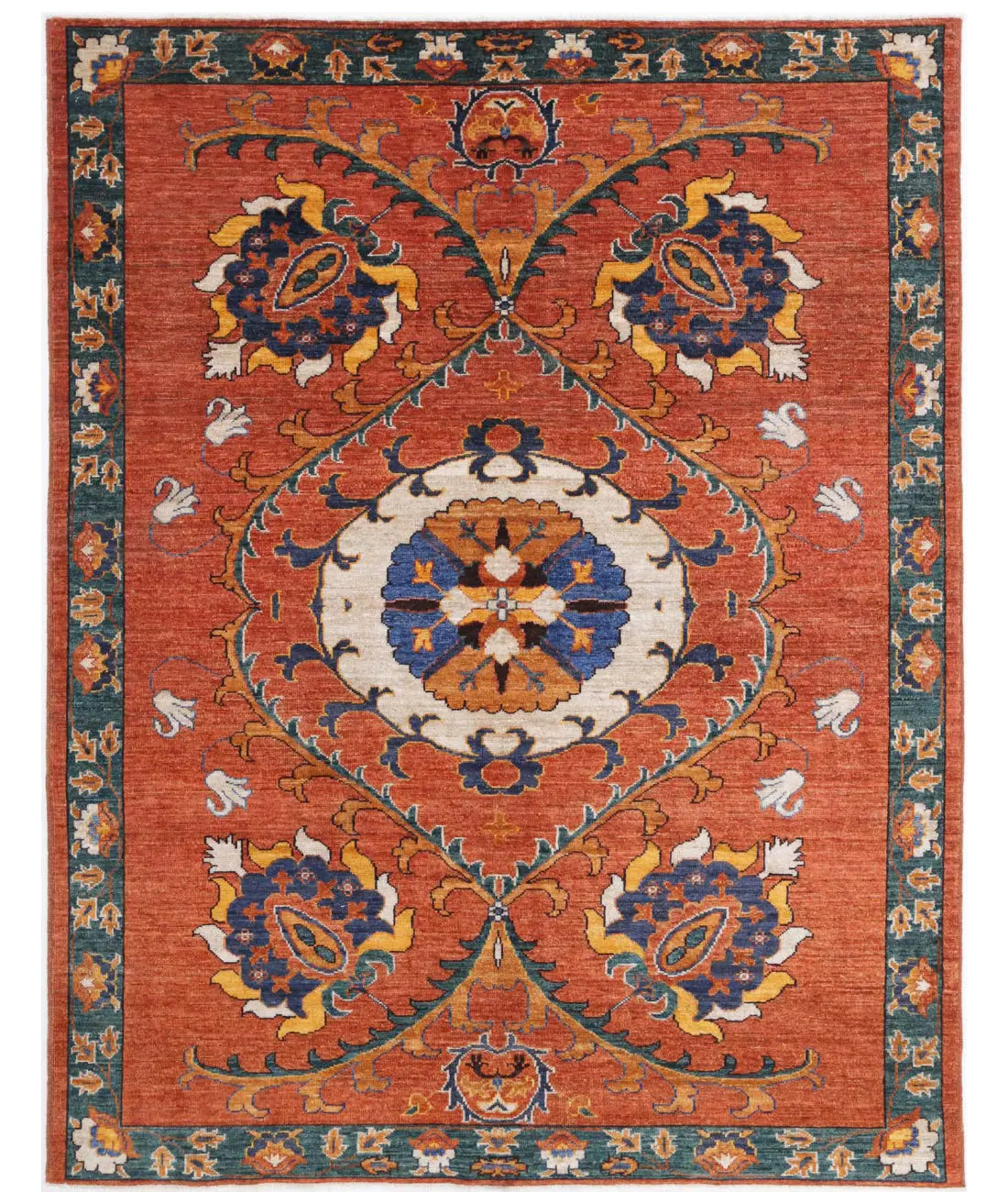 Alfombra de lana Humna caucásica nómada anudada a mano - 5'0'' x 6'5''