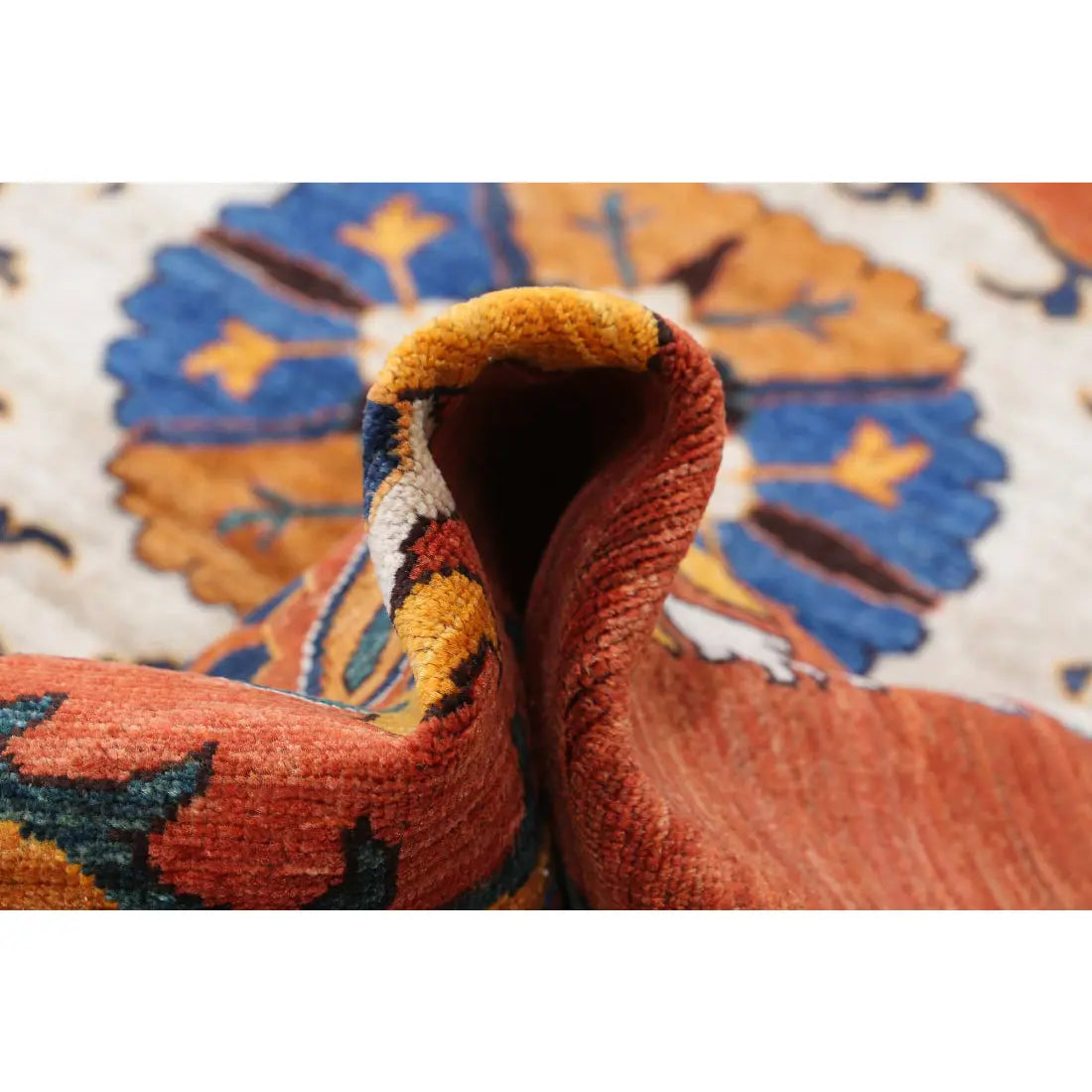Alfombra de lana Humna caucásica nómada anudada a mano - 5'0'' x 6'5''