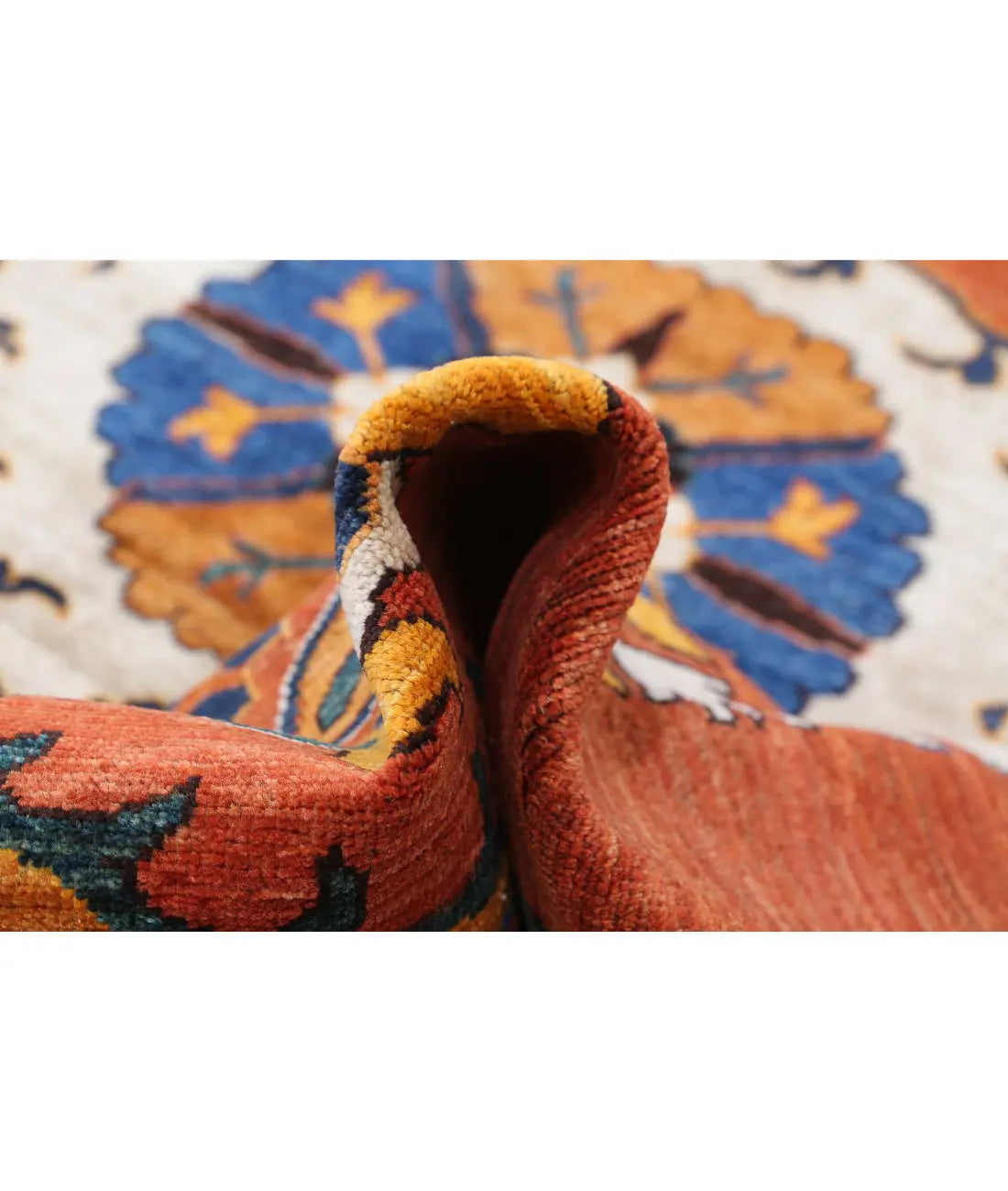 Alfombra de lana Humna caucásica nómada anudada a mano - 5'0'' x 6'5''