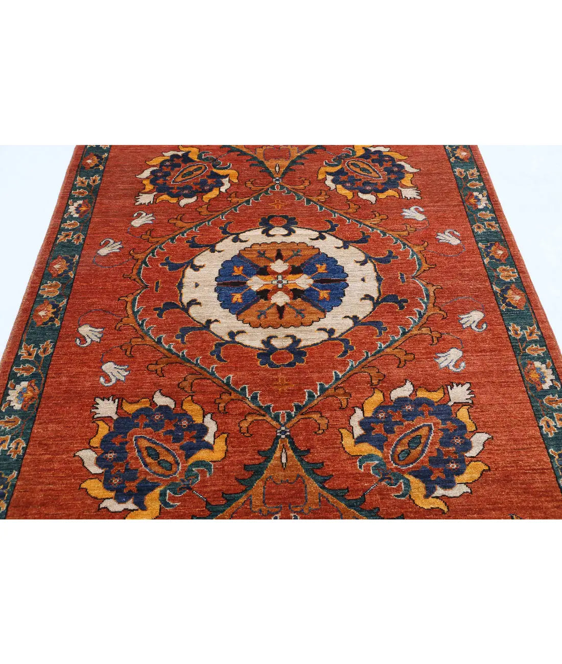 Alfombra de lana Humna caucásica nómada anudada a mano - 5'0'' x 6'5''