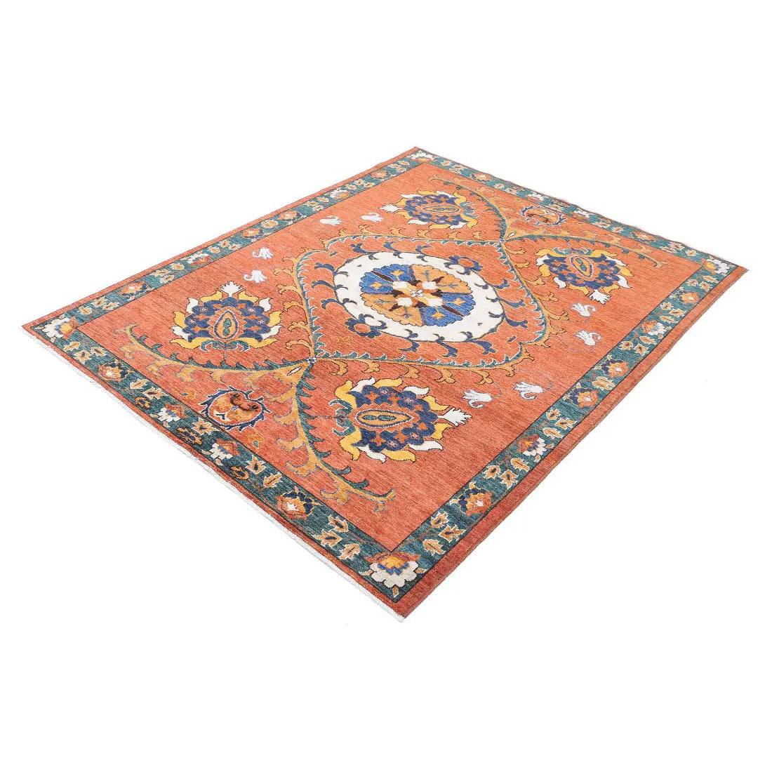 Alfombra de lana Humna caucásica nómada anudada a mano - 5'0'' x 6'5''