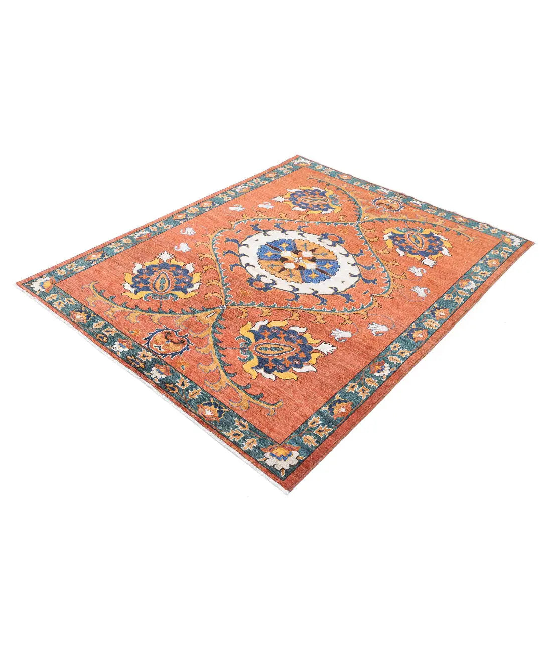 Alfombra de lana Humna caucásica nómada anudada a mano - 5'0'' x 6'5''
