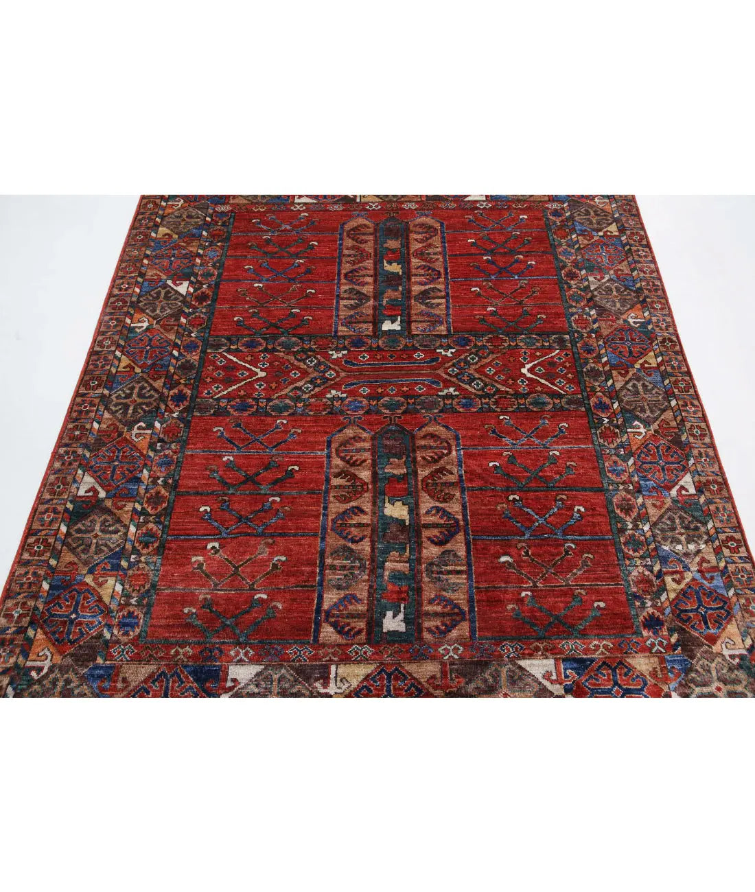 Hand Knotted Nomadic Caucasian Humna Wool Rug - 5'5'' x 6'8'' - Arteverk Rugs Area rug