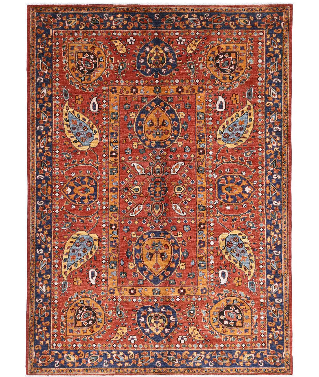 Hand Knotted Nomadic Caucasian Humna Wool Rug - 5'6'' x 7'10''