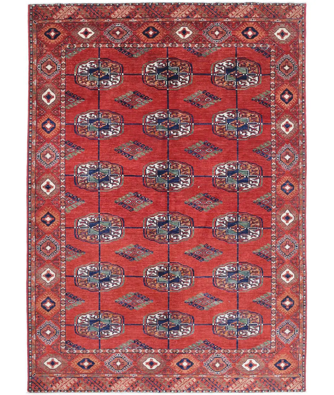 Hand Knotted Nomadic Caucasian Humna Wool Rug - 5'6'' x 7'11''