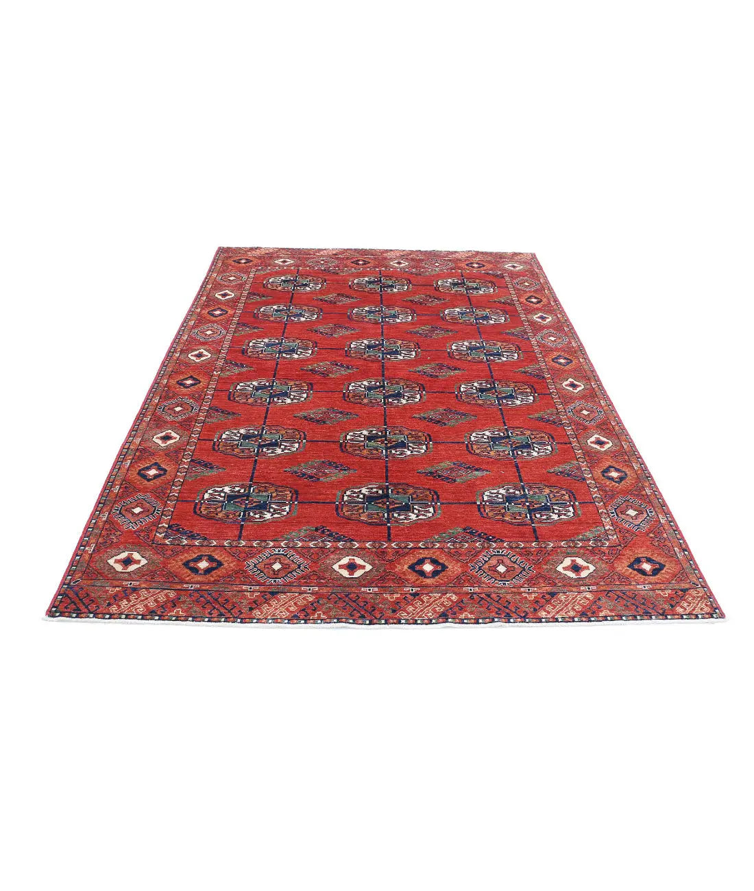 Hand Knotted Nomadic Caucasian Humna Wool Rug - 5'6'' x 7'11'' - Arteverk Rugs Area rug