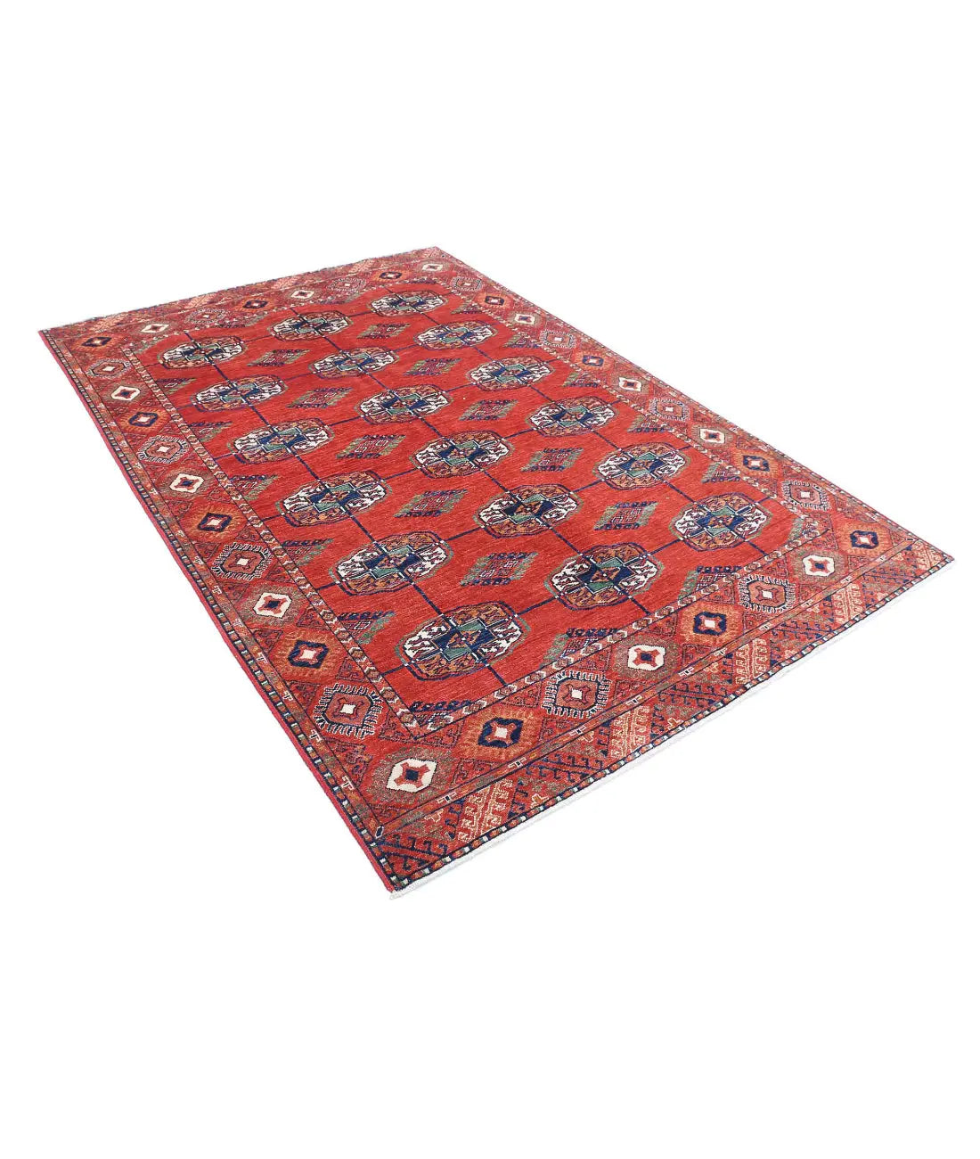 Hand Knotted Nomadic Caucasian Humna Wool Rug - 5'6'' x 7'11'' - Arteverk Rugs Area rug