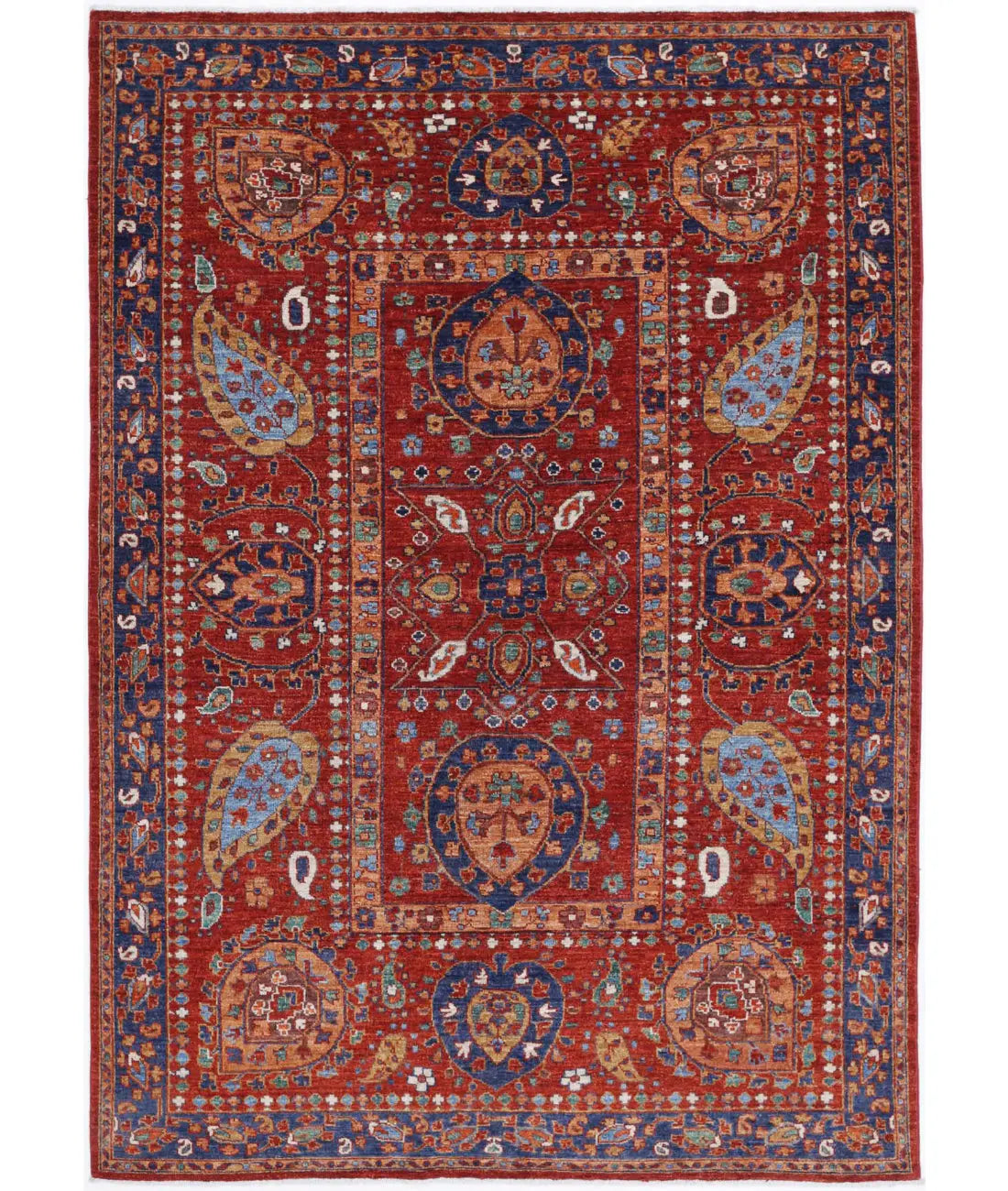 Hand Knotted Nomadic Caucasian Humna Wool Rug - 5'6'' x 7'11''