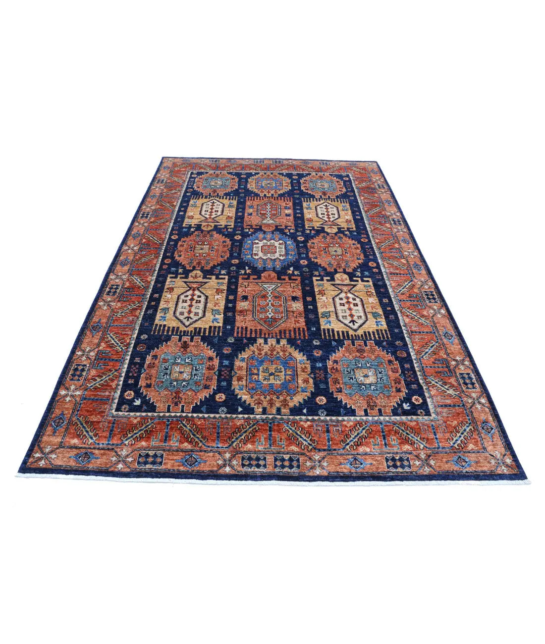 Hand Knotted Nomadic Caucasian Humna Wool Rug - 5'9'' x 8'10'' - Arteverk Rugs Area rug