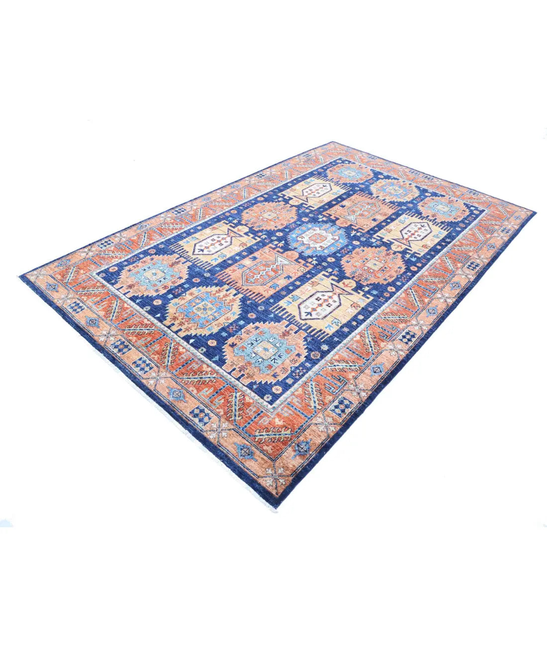 Hand Knotted Nomadic Caucasian Humna Wool Rug - 5'9'' x 8'10'' - Arteverk Rugs Area rug