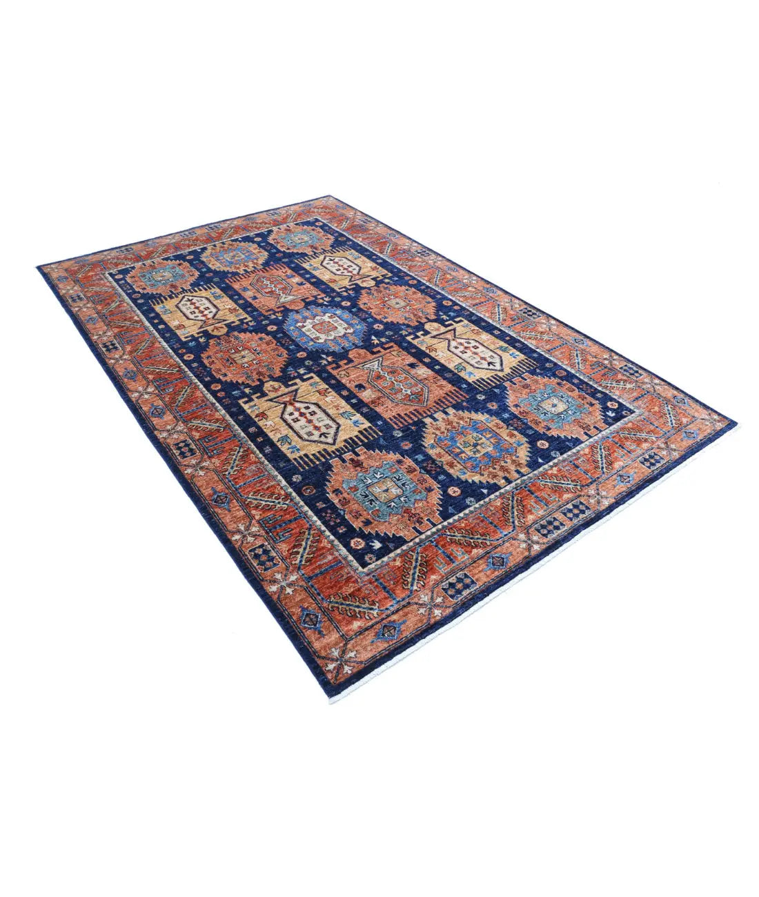 Hand Knotted Nomadic Caucasian Humna Wool Rug - 5'9'' x 8'10'' - Arteverk Rugs Area rug