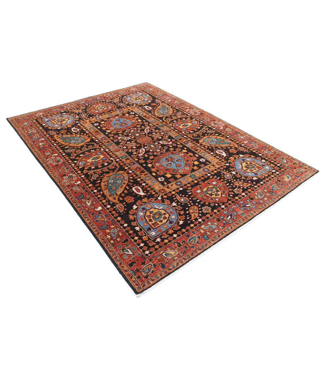 Hand Knotted Nomadic Caucasian Humna Wool Rug - 6'0'' x 7'10''
