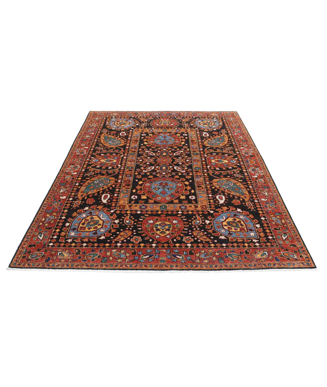 Hand Knotted Nomadic Caucasian Humna Wool Rug - 6'0'' x 7'10'' - Arteverk Rugs Area rug