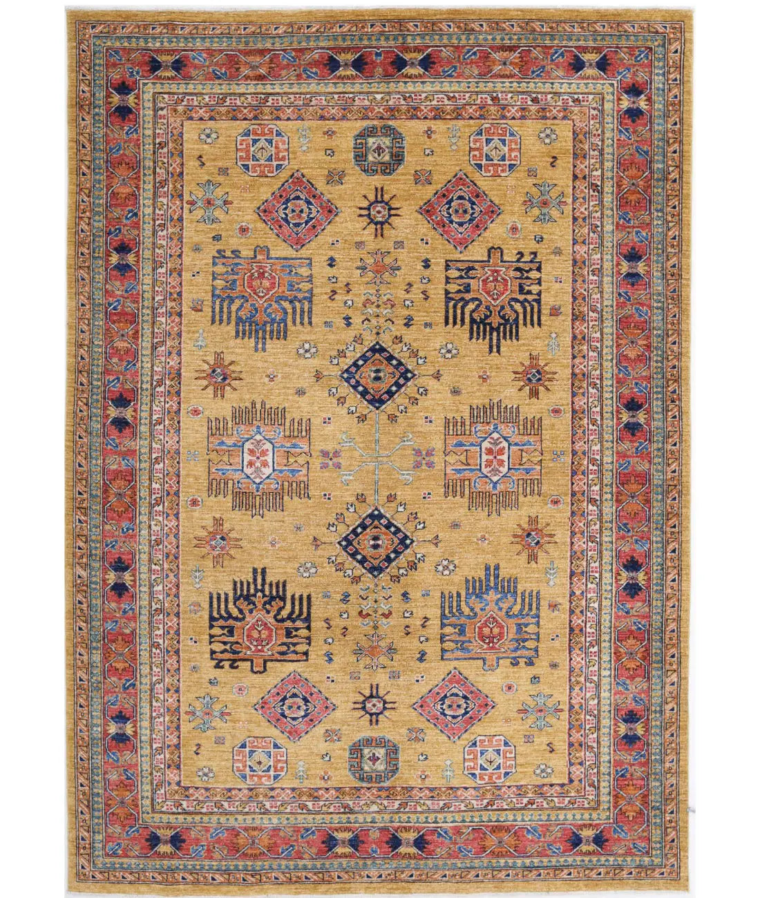Hand Knotted Nomadic Caucasian Humna Wool Rug - 6'0'' x 8'6''