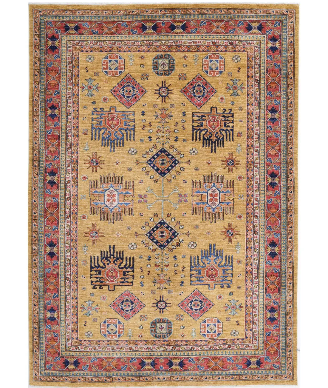 Hand Knotted Nomadic Caucasian Humna Wool Rug - 6'0'' x 8'6'' - Arteverk Rugs Area rug