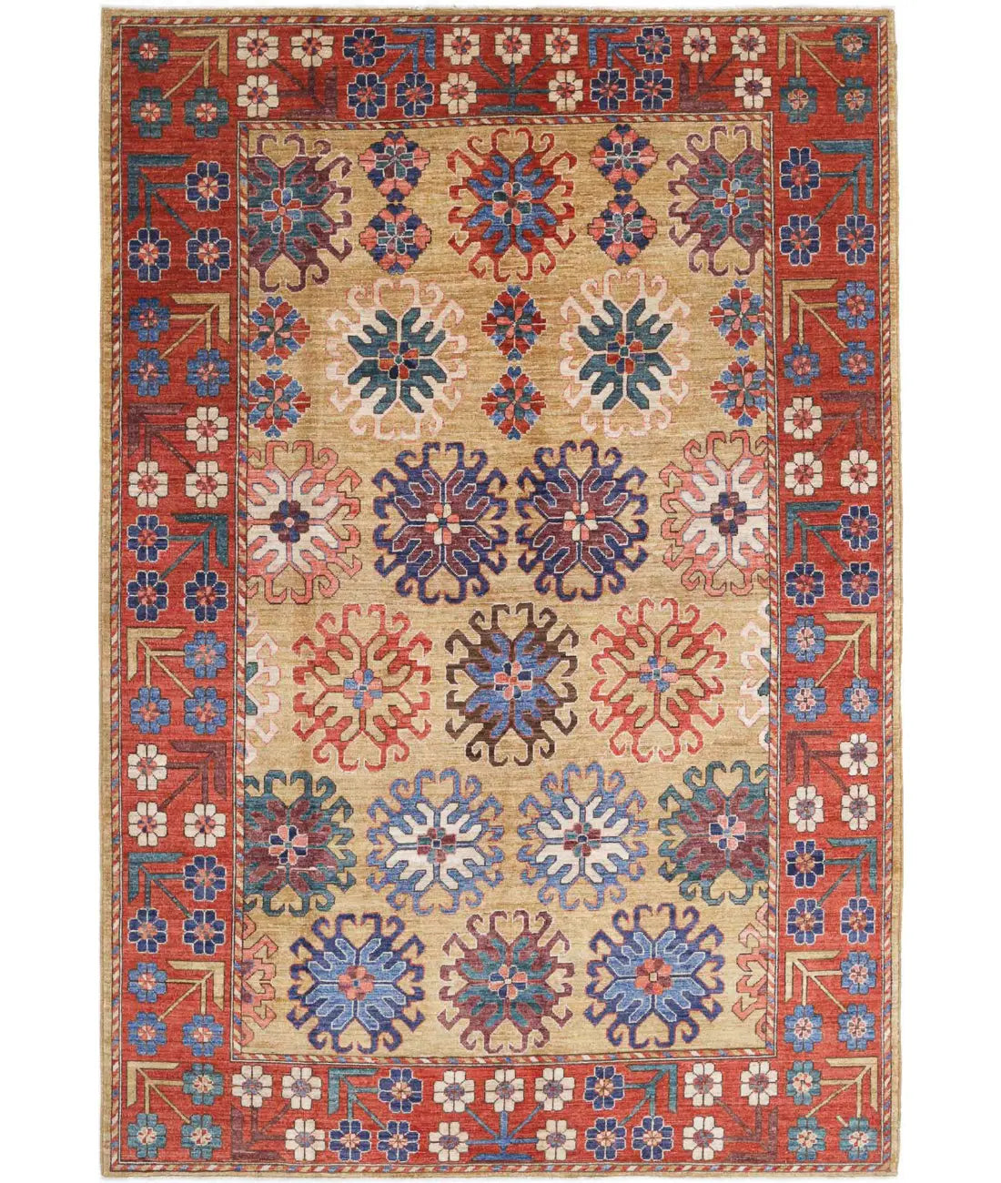 Hand Knotted Nomadic Caucasian Humna Wool Rug - 6'10'' x 10'1''