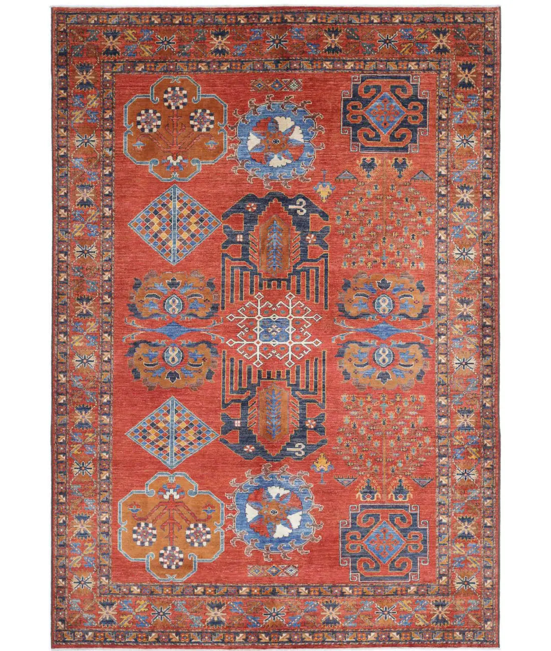 Hand Knotted Nomadic Caucasian Humna Wool Rug - 6'10'' x 10'1'' - Arteverk Rugs Area rug