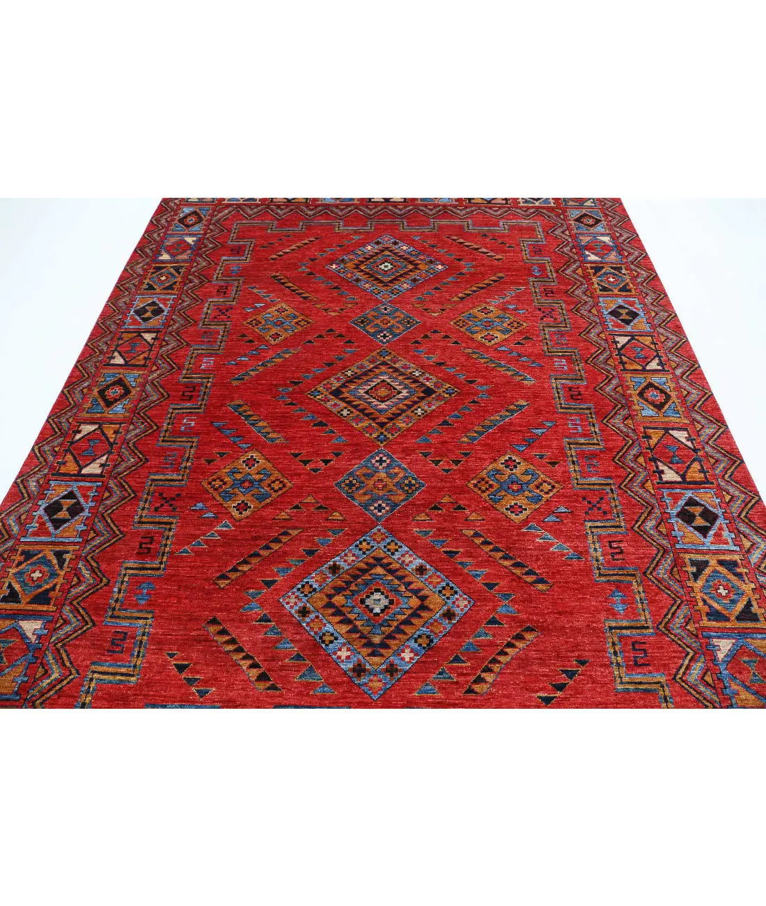 Hand Knotted Nomadic Caucasian Humna Wool Rug - 6'6'' x 8'7'' - Arteverk Rugs Area rug