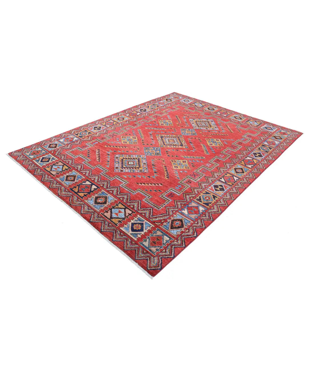 Hand Knotted Nomadic Caucasian Humna Wool Rug - 6'6'' x 8'7'' - Arteverk Rugs Area rug