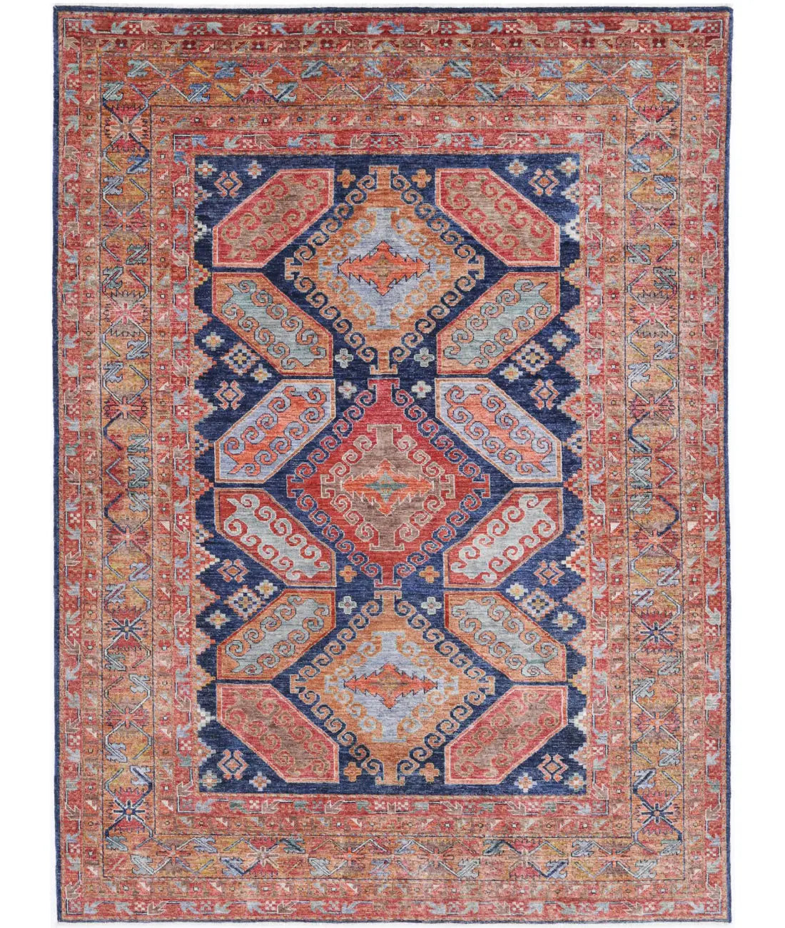 Hand Knotted Nomadic Caucasian Humna Wool Rug - 6'7'' x 9'0'' - Arteverk Rugs Area rug