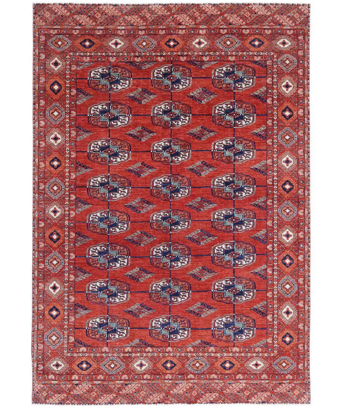Hand Knotted Nomadic Caucasian Humna Wool Rug - 6'7'' x 9'7''