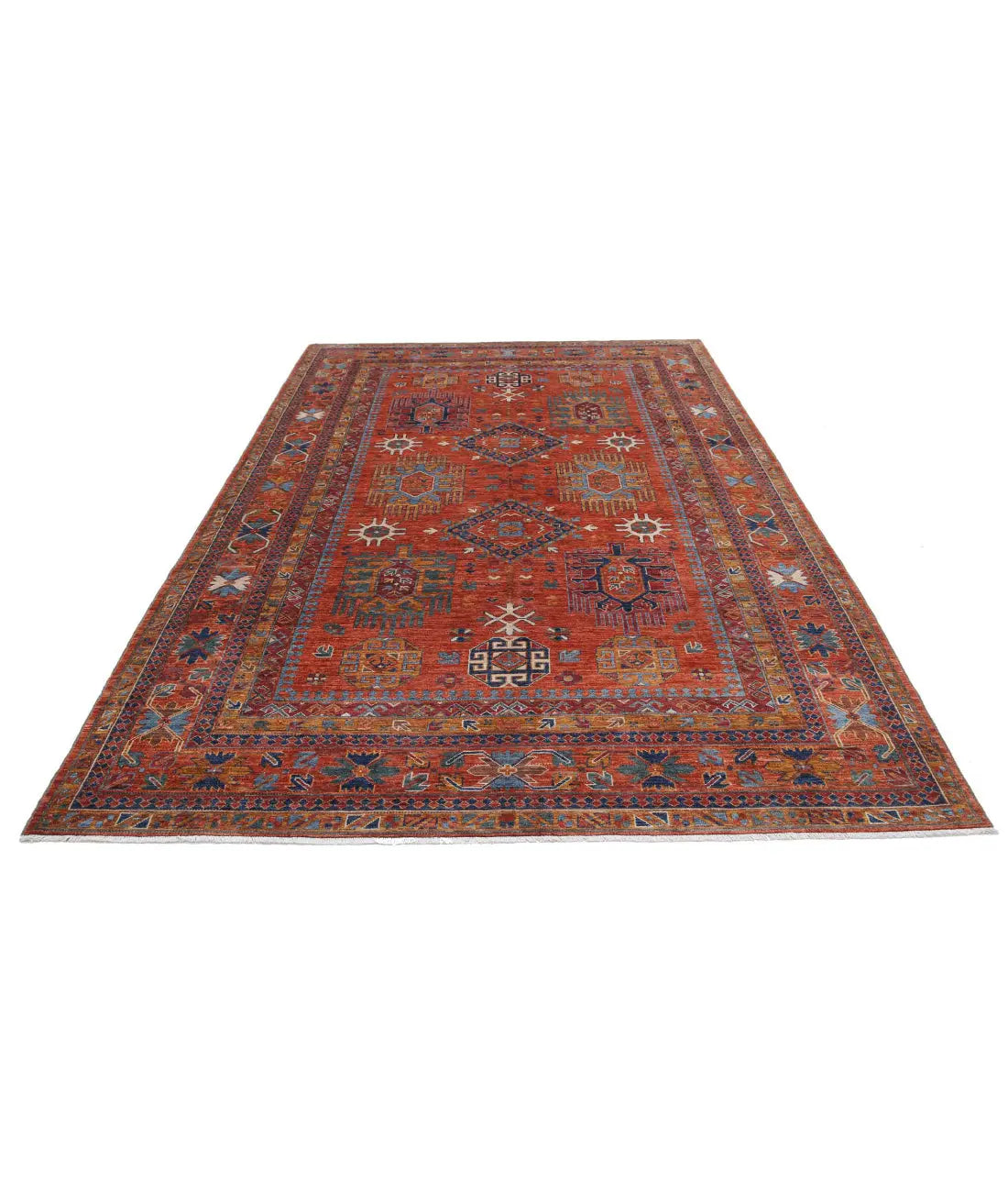 Hand Knotted Nomadic Caucasian Humna Wool Rug - 6'8'' x 10'4'' - Arteverk Rugs Area rug