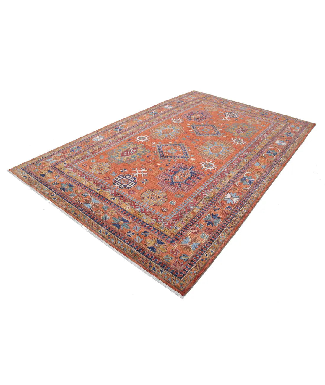 Hand Knotted Nomadic Caucasian Humna Wool Rug - 6'8'' x 10'4'' - Arteverk Rugs Area rug