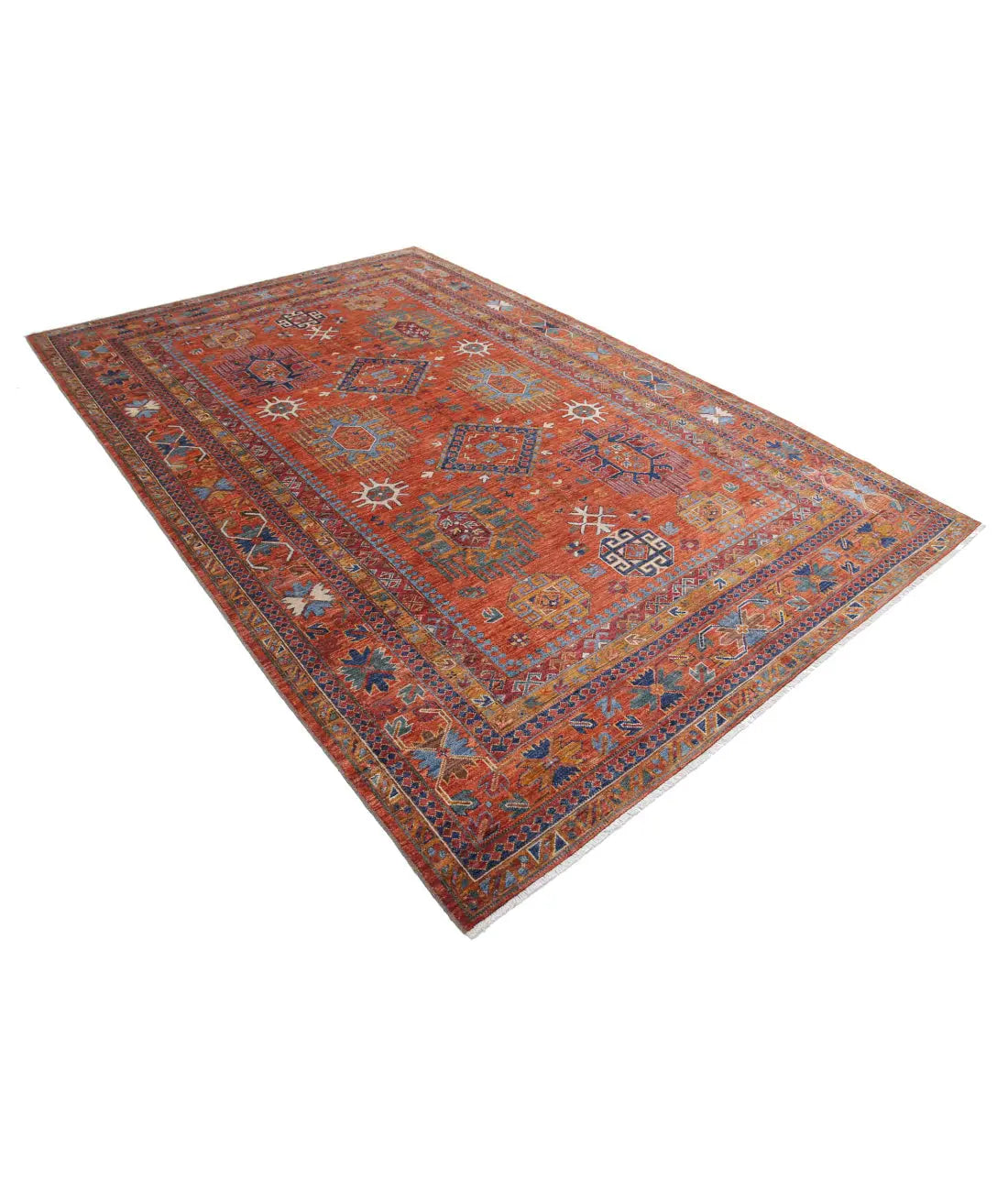 Hand Knotted Nomadic Caucasian Humna Wool Rug - 6'8'' x 10'4'' - Arteverk Rugs Area rug