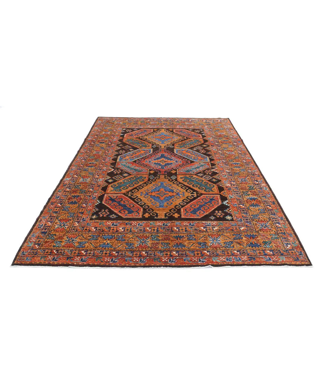 Hand Knotted Nomadic Caucasian Humna Wool Rug - 6'8'' x 9'7'' - Arteverk Rugs Area rug