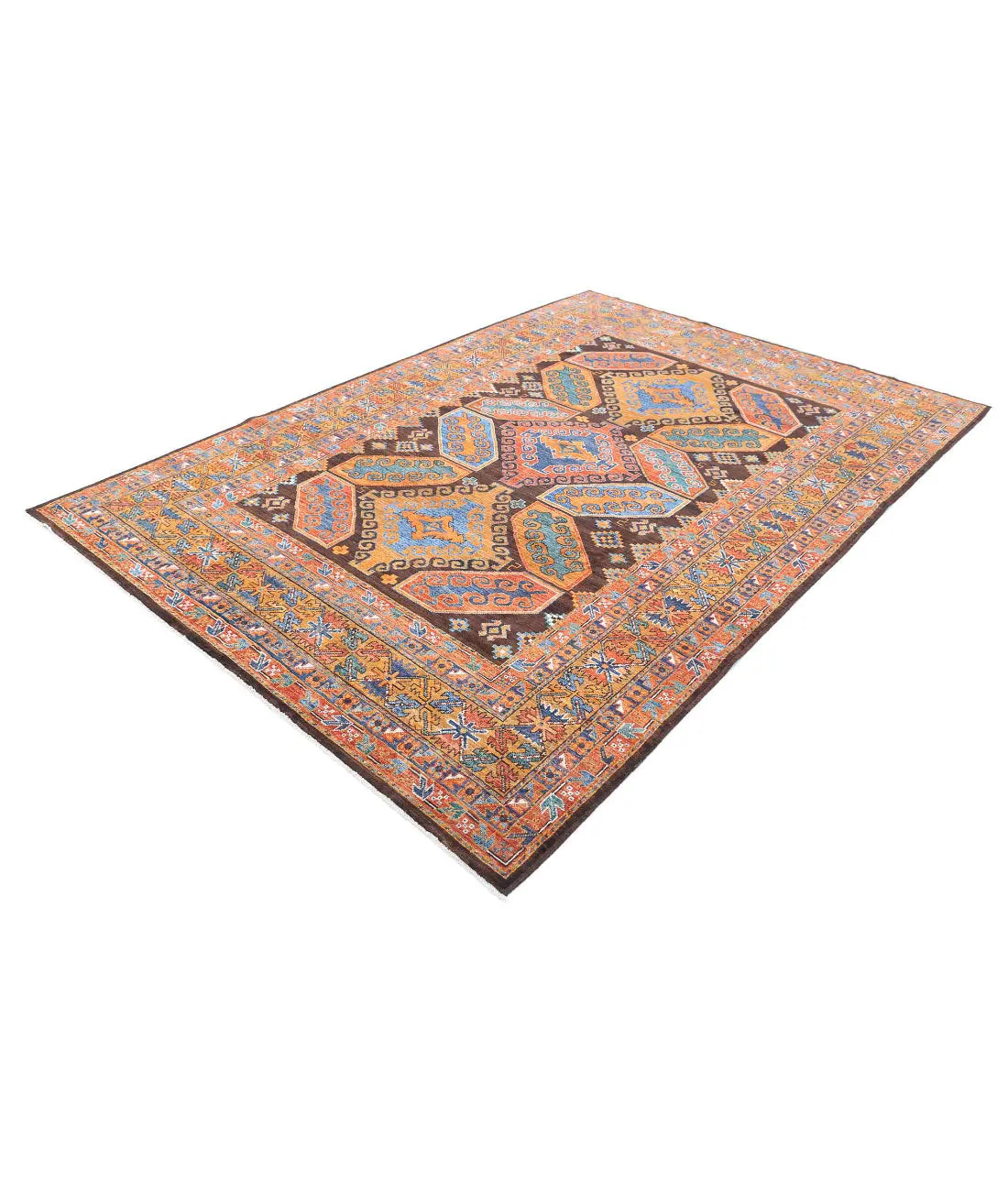 Hand Knotted Nomadic Caucasian Humna Wool Rug - 6'8'' x 9'7'' - Arteverk Rugs Area rug