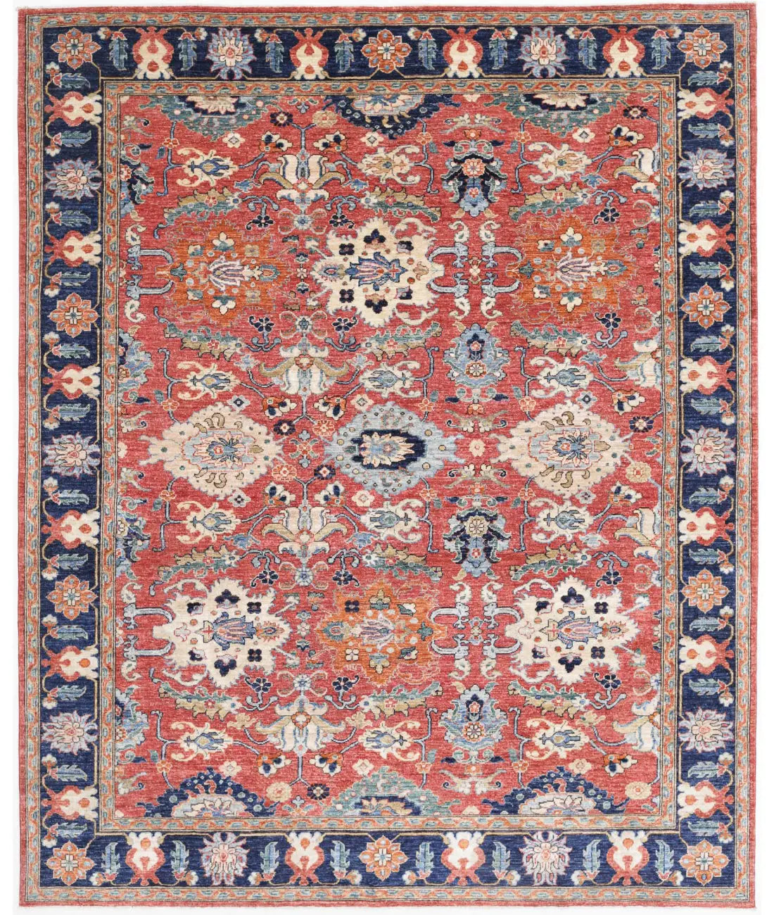 Hand Knotted Nomadic Caucasian Humna Wool Rug - 7&#39;10&#39;&#39; x 9&#39;10&#39;&#39; - Arteverk Rugs Area rug