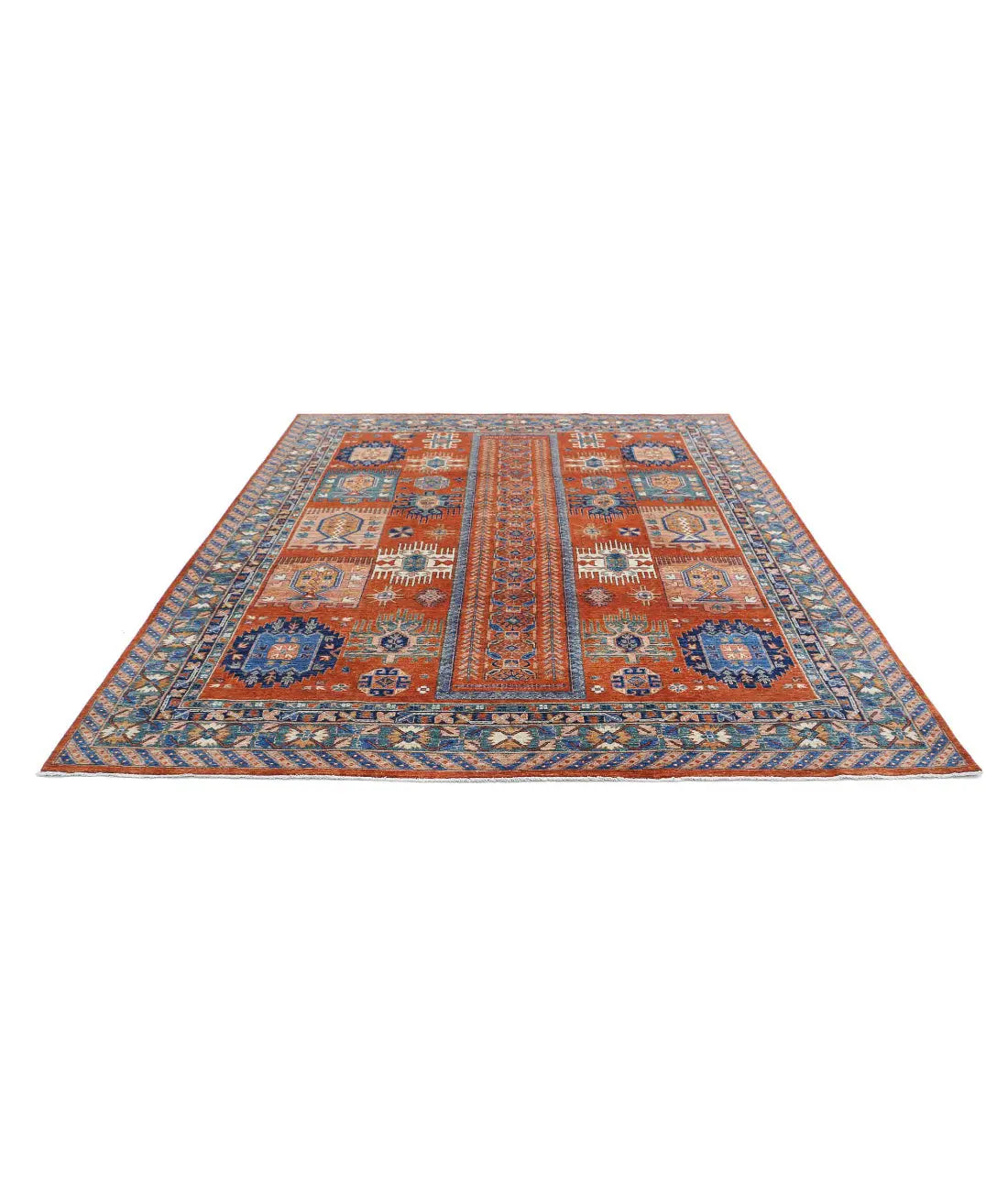 Hand Knotted Nomadic Caucasian Humna Wool Rug - 7'10'' x 9'6'' - Arteverk Rugs Area rug