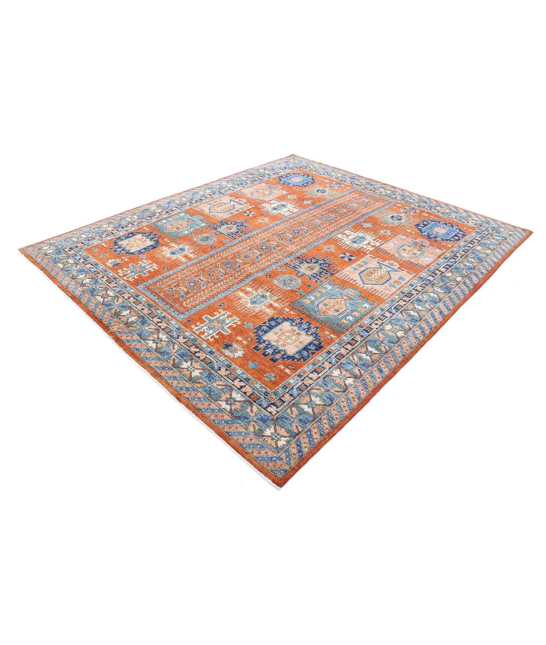 Hand Knotted Nomadic Caucasian Humna Wool Rug - 7'10'' x 9'6'' - Arteverk Rugs Area rug