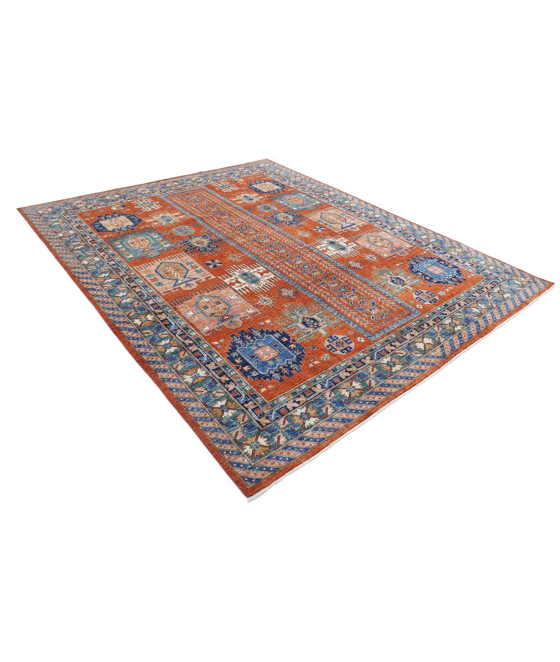 Hand Knotted Nomadic Caucasian Humna Wool Rug - 7'10'' x 9'6'' - Arteverk Rugs Area rug