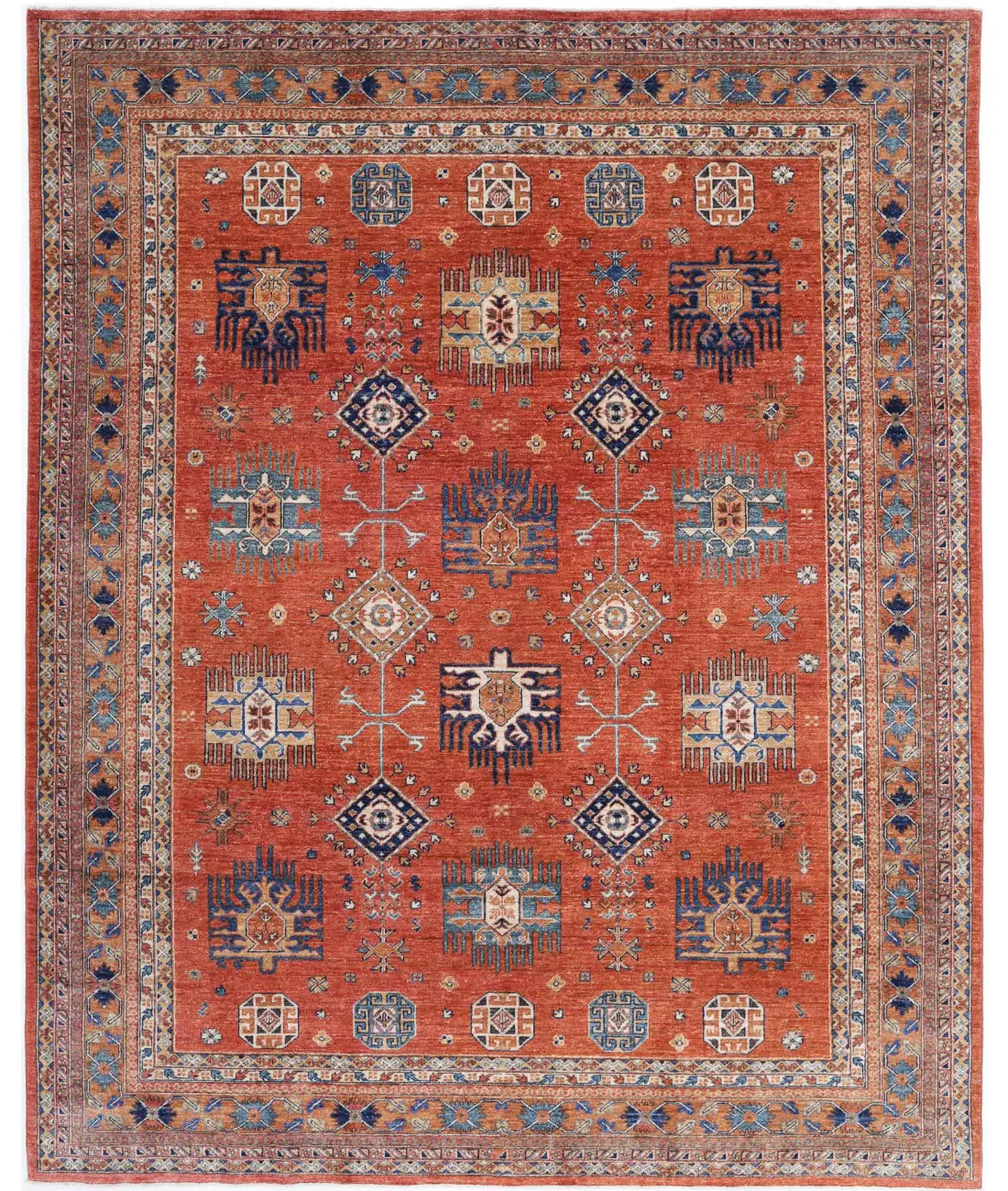 Hand Knotted Nomadic Caucasian Humna Wool Rug - 7'11'' x 9'8''