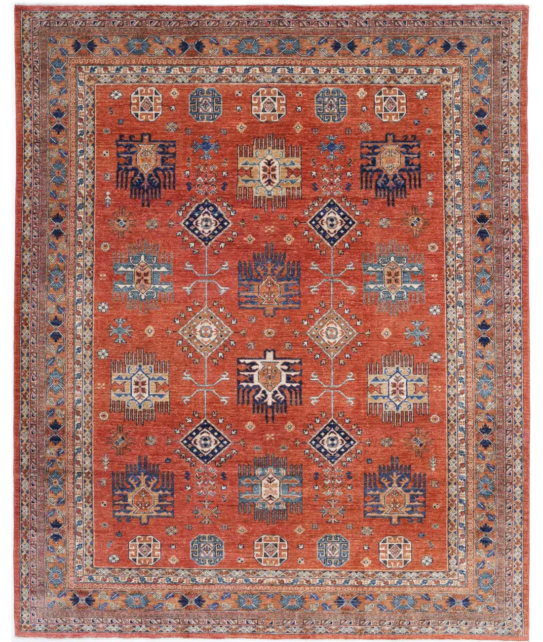 Hand Knotted Nomadic Caucasian Humna Wool Rug - 7'11'' x 9'8'' - Arteverk Rugs Area rug