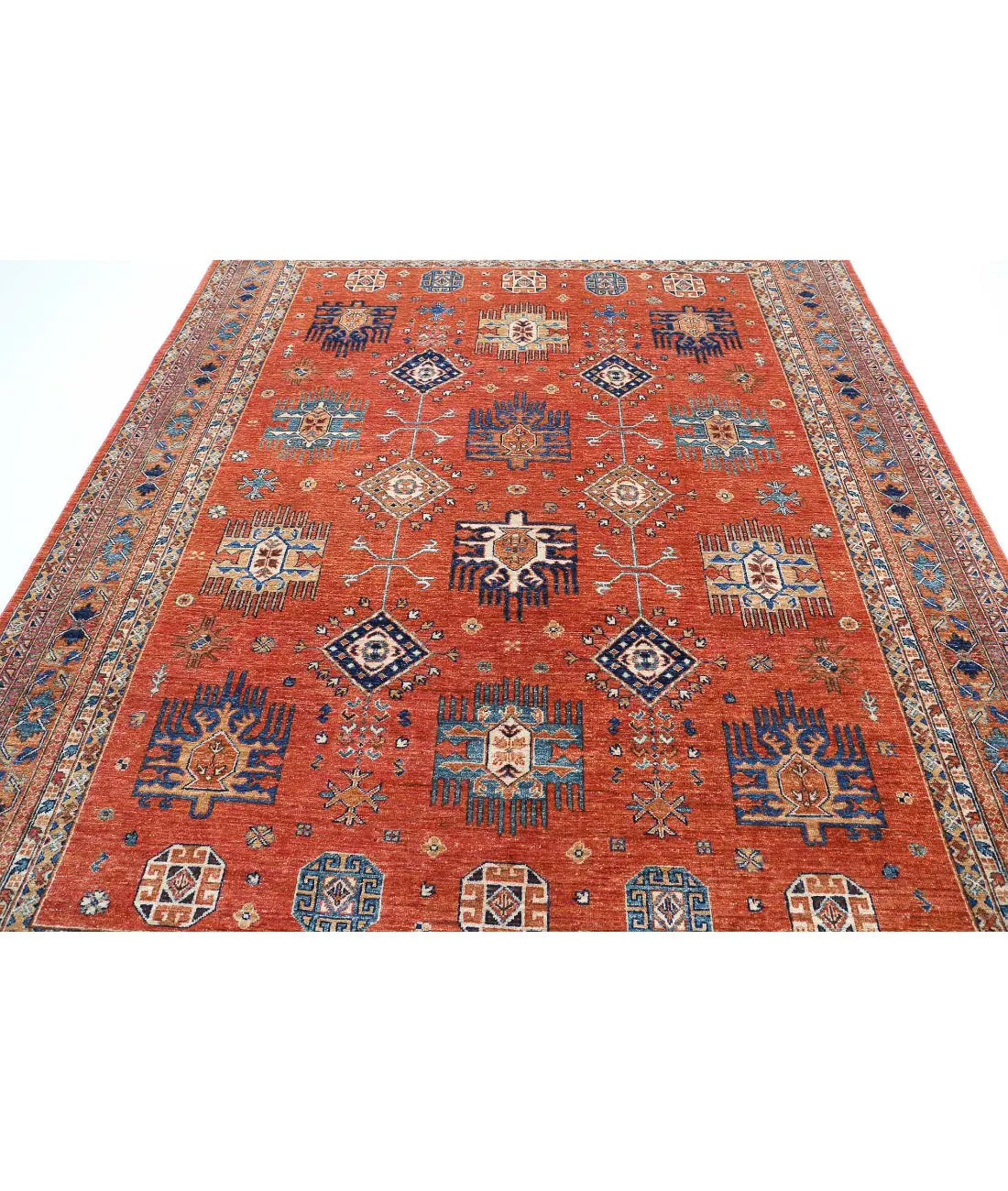 Hand Knotted Nomadic Caucasian Humna Wool Rug - 7'11'' x 9'8'' - Arteverk Rugs Area rug