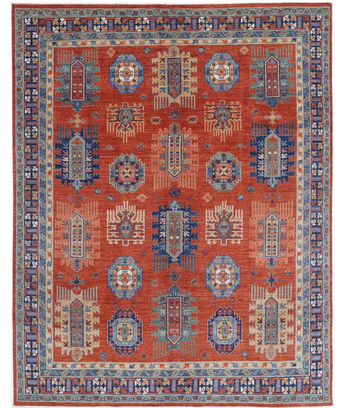 Hand Knotted Nomadic Caucasian Humna Wool Rug - 7'8'' x 9'7''