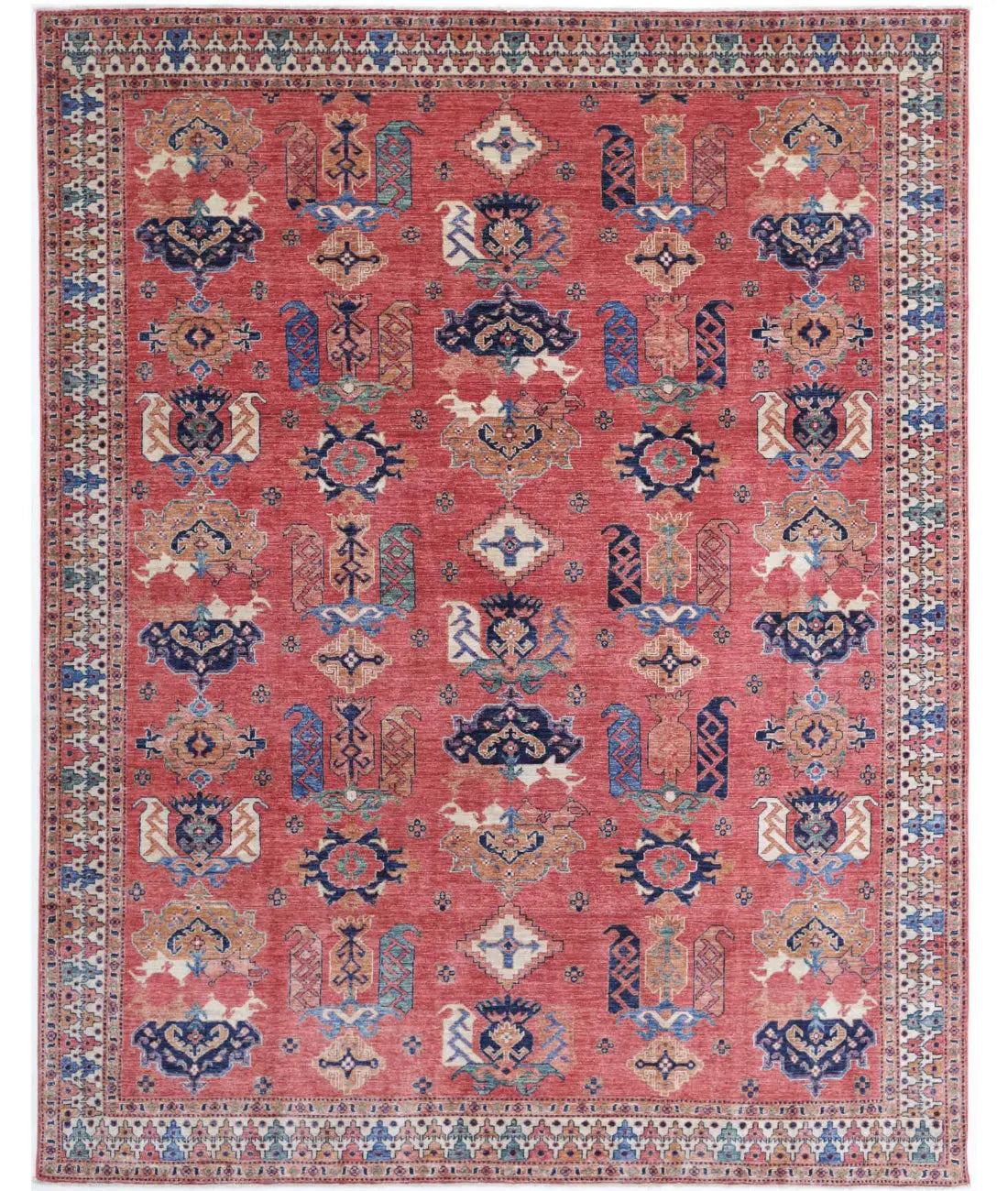 Hand Knotted Nomadic Caucasian Humna Wool Rug - 7'9'' x 10'0''