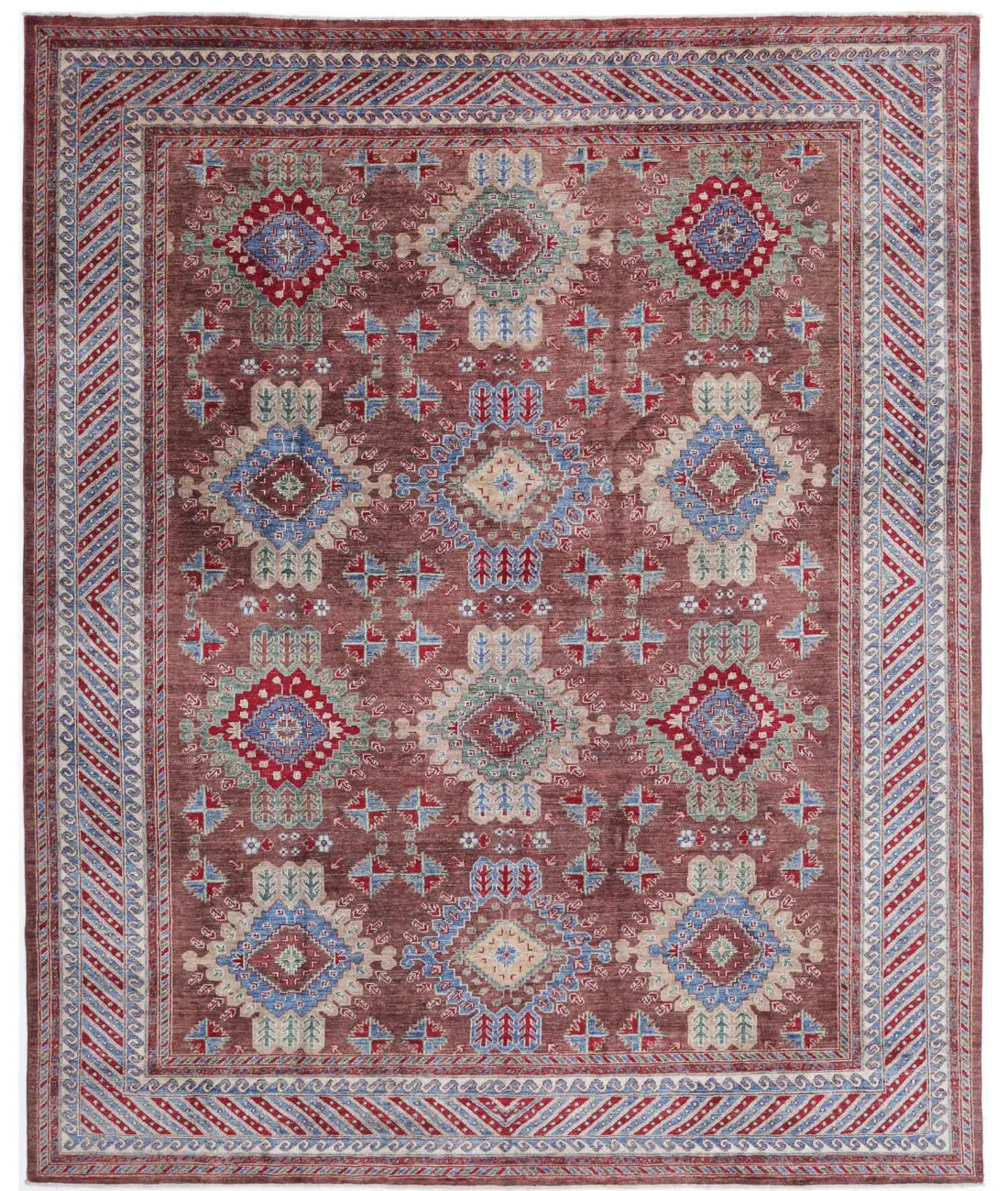 Hand Knotted Nomadic Caucasian Humna Wool Rug - 8&#39;0&#39;&#39; x 9&#39;8&#39;&#39;