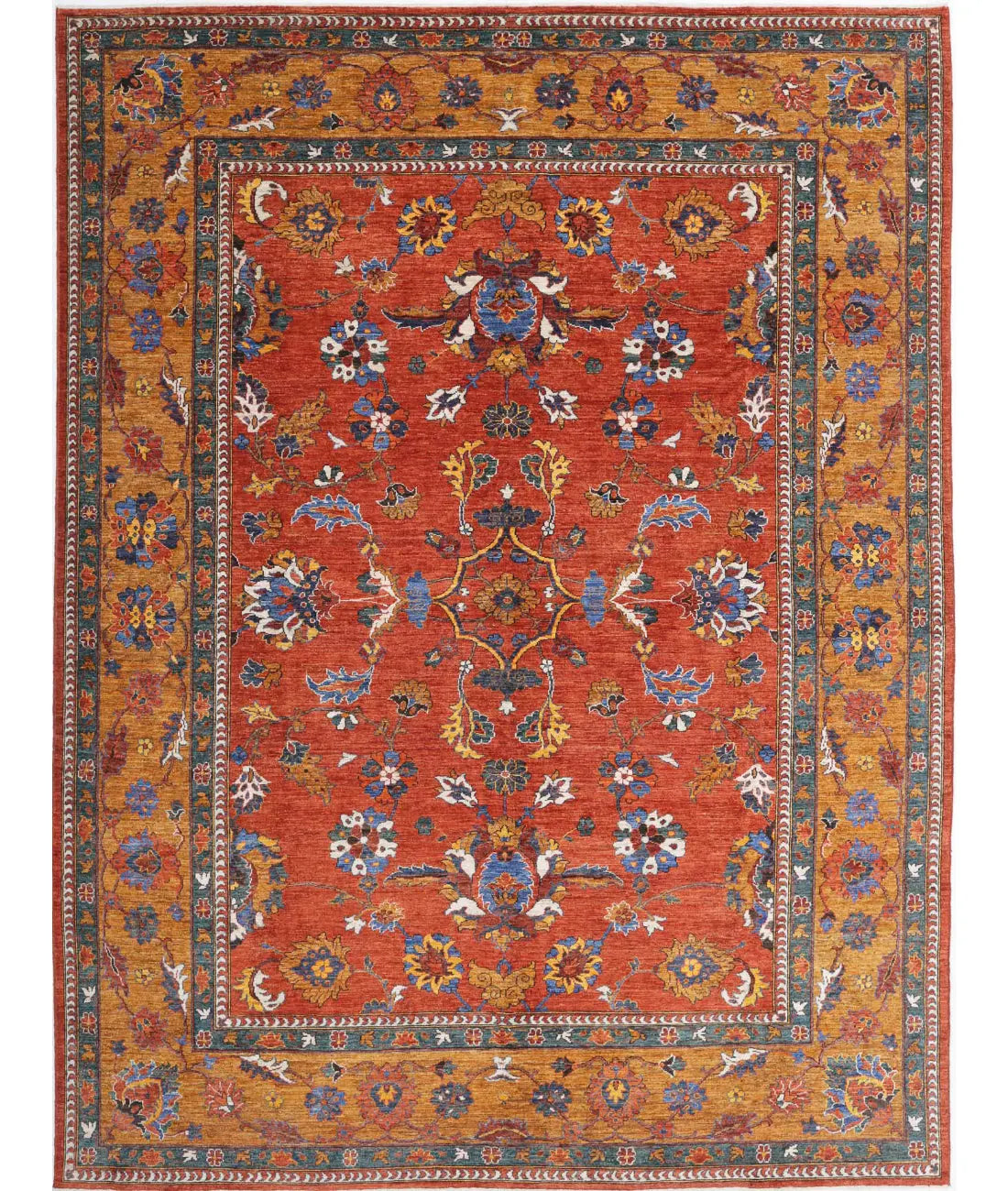 Hand Knotted Nomadic Caucasian Humna Wool Rug - 8'10'' x 11'8''