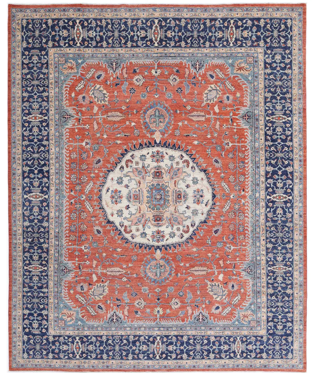 Hand Knotted Nomadic Caucasian Humna Wool Rug - 8'11'' x 10'10'' - Arteverk Rugs Area rug