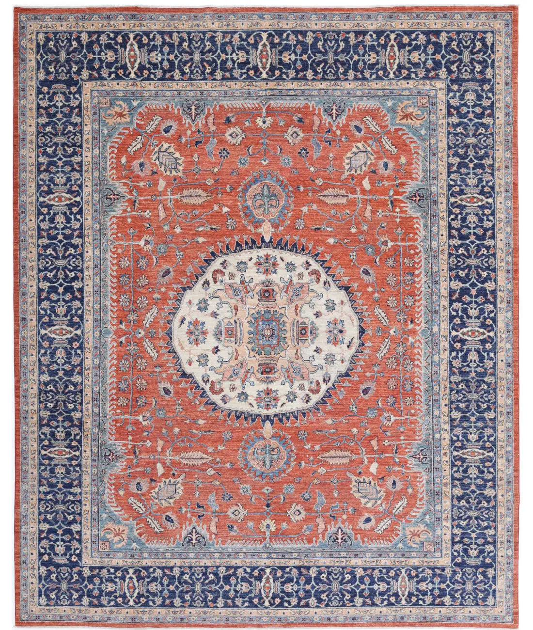 Hand Knotted Nomadic Caucasian Humna Wool Rug - 8'11'' x 10'10''
