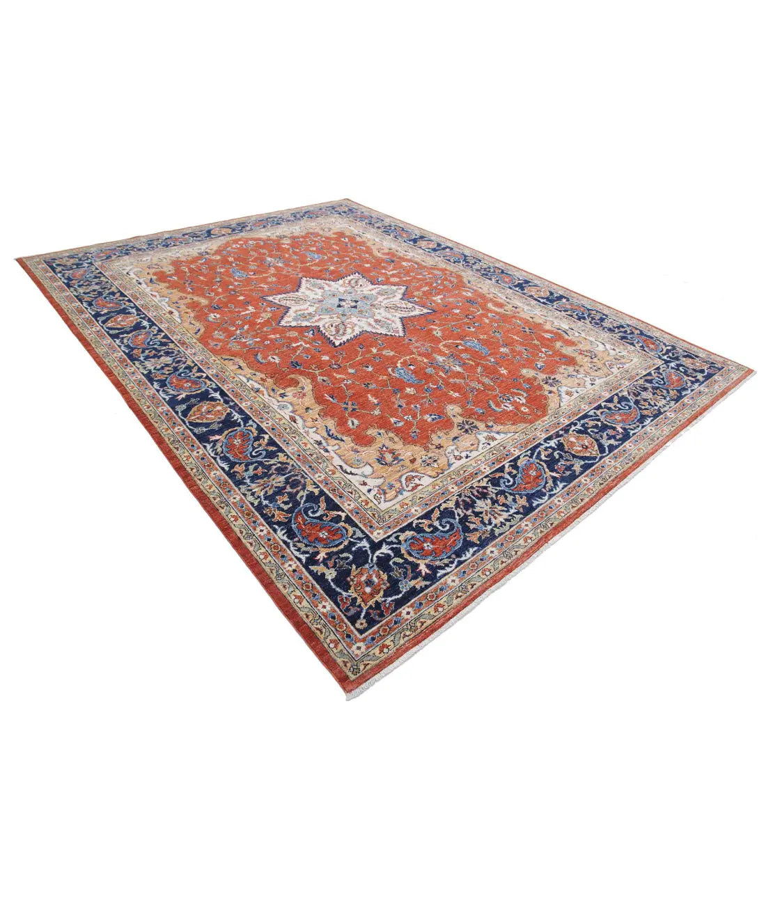 Hand Knotted Nomadic Caucasian Humna Wool Rug - 8'11'' x 11'8''
