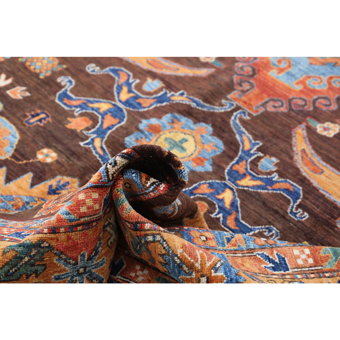Hand Knotted Nomadic Caucasian Humna Wool Rug - 8'11'' x 12'7''