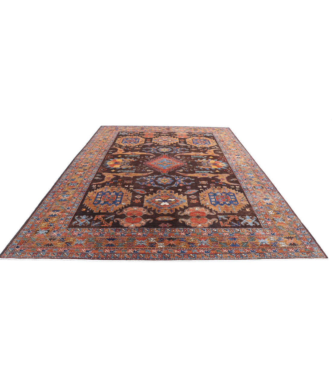 Hand Knotted Nomadic Caucasian Humna Wool Rug - 8'11'' x 12'7''