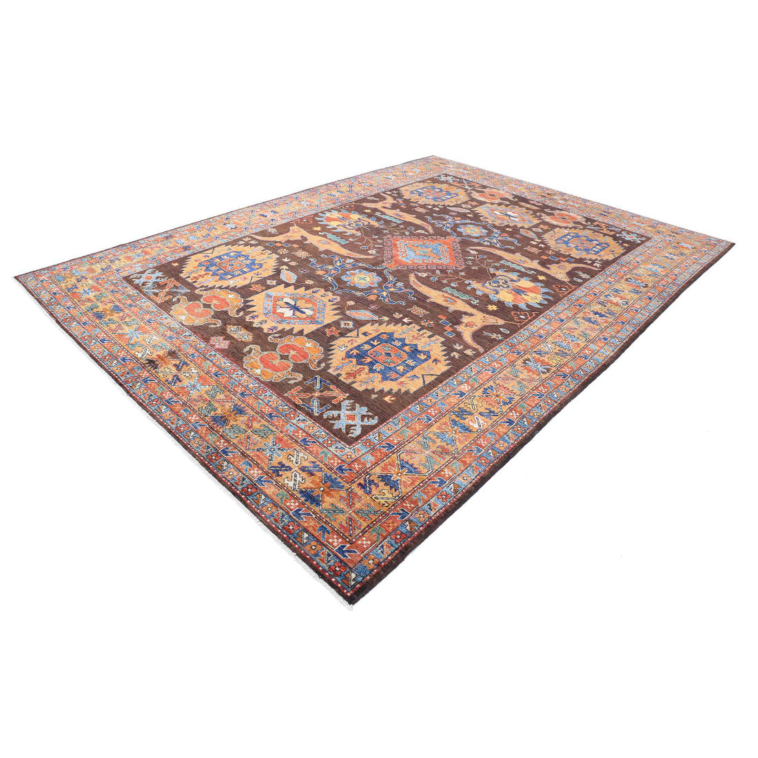 Hand Knotted Nomadic Caucasian Humna Wool Rug - 8'11'' x 12'7''