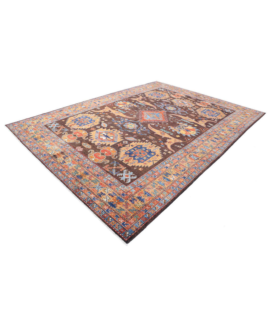 Hand Knotted Nomadic Caucasian Humna Wool Rug - 8'11'' x 12'7''