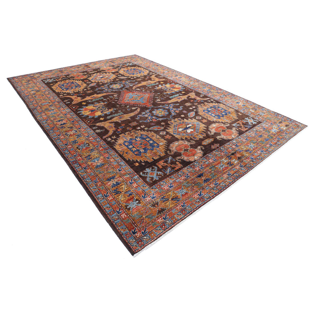 Hand Knotted Nomadic Caucasian Humna Wool Rug - 8'11'' x 12'7''